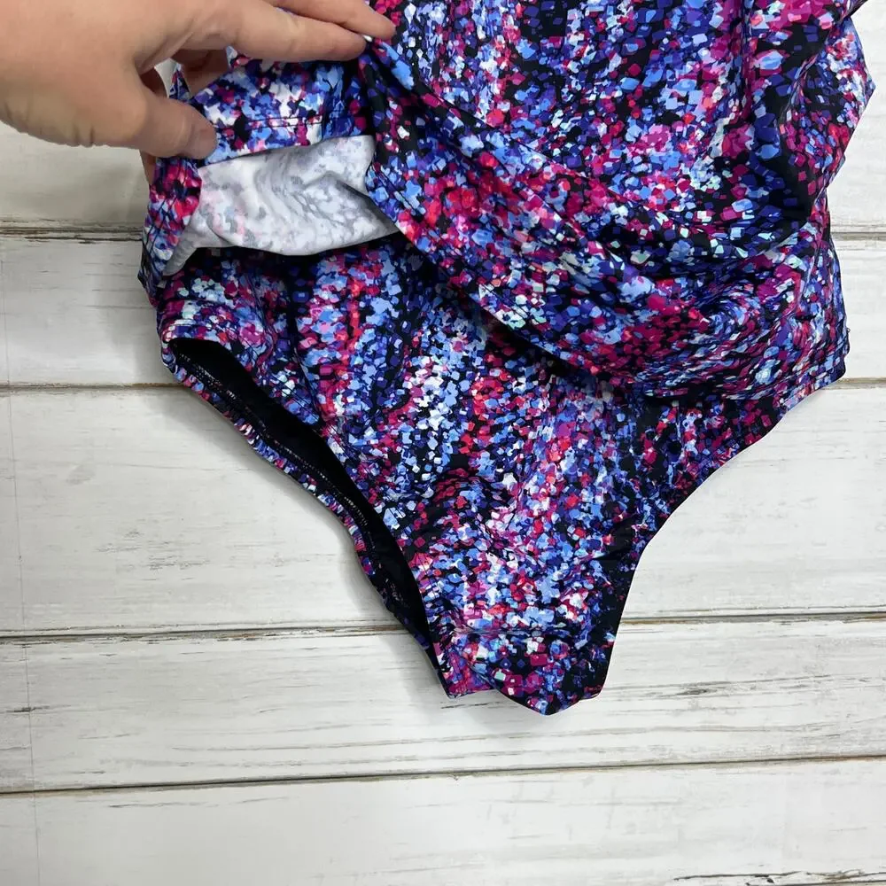 Swimsuits For All One Piece Swimsuit Size 18 Multicolor Abstract Tummy Control